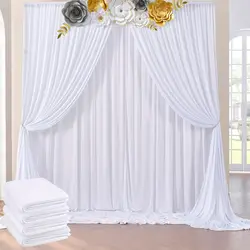 20x10 ft Wrinkle Free White Backdrop Curtains for Parties, Polyester Photo Backdrop Drapes 4 Panels 5x10ft for Wedding Birthday