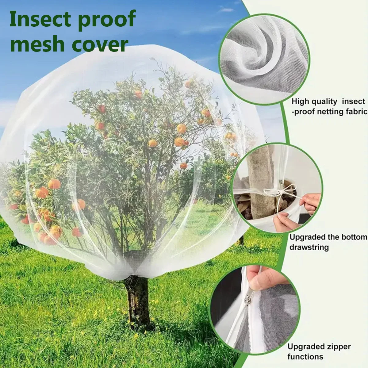 1/2PCS Plant Insect Cover Drawstring Zipper Fly Cover Flower and Fruit Insect Bird Netting Trees Plants Pest Control Garden Tool