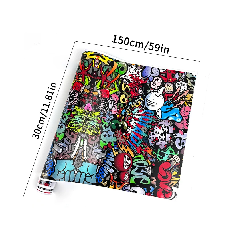1 Roll JDM Style Graffiti Painting Car Film Waterproof Suncreen Auto Rear Mirrors Fuel Tank Cap B Pillar Body Bike Sticker Decor