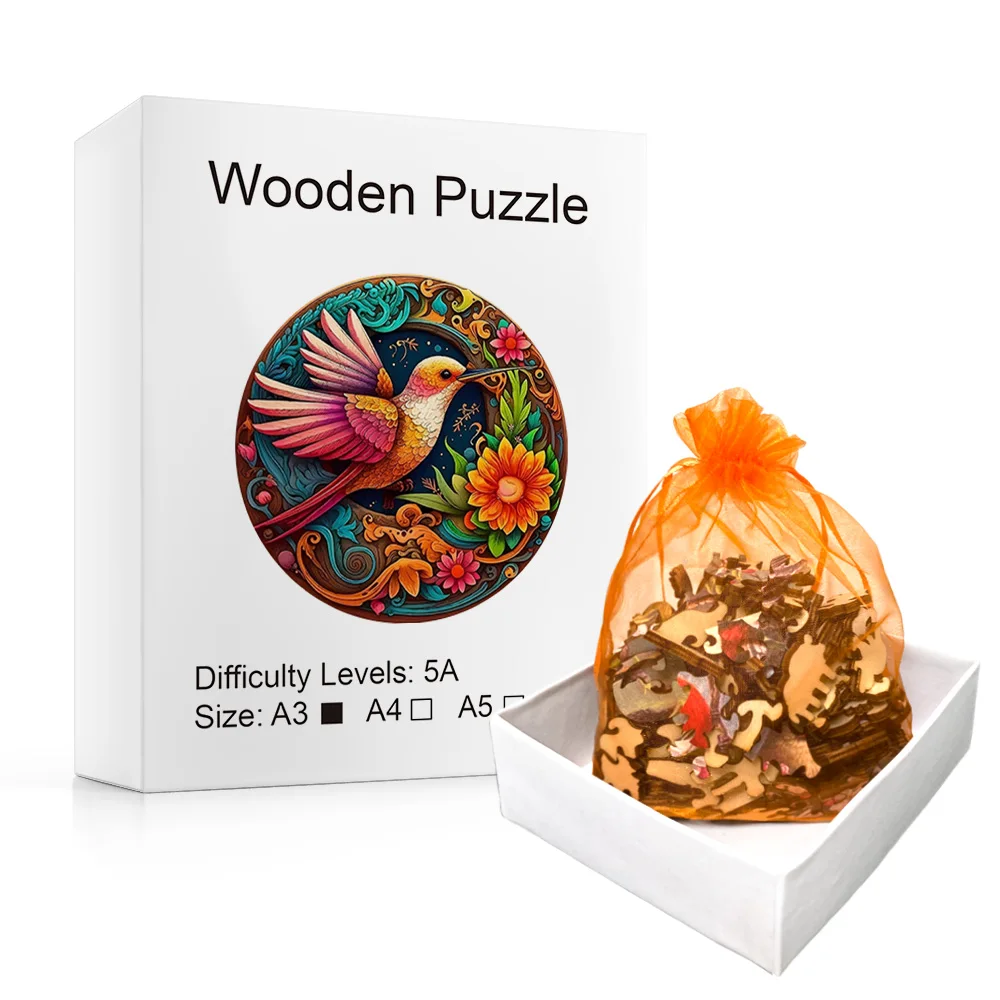 Beautiful Hummingbird Wooden Puzzle - Perfect Home Decoration & Holiday Gift Idea!