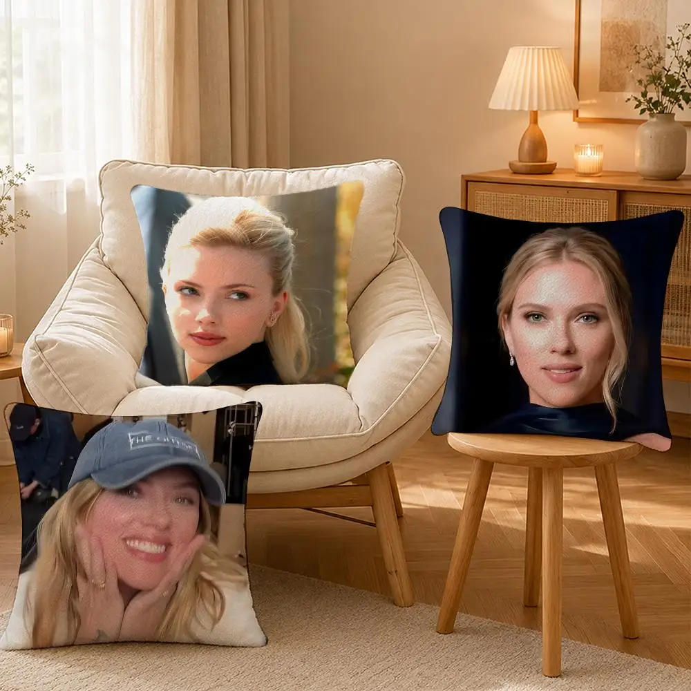 Actress Scarlett Johansson Cushion Cover Personalized Short Plush Soft Bedroom Sofa Home Decor Gift