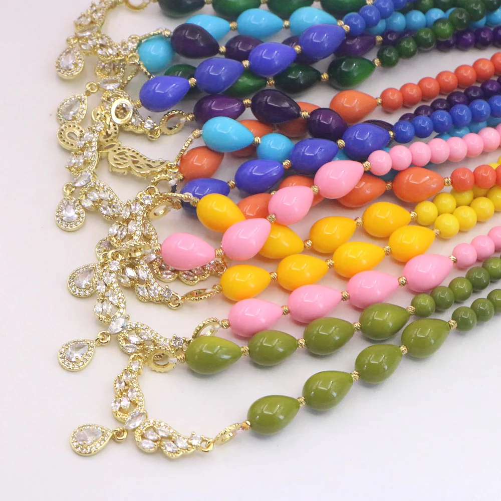 Fine Summer Glass Baked Paint Drip Shape Necklace Golden Butterfly Wing Pendant Women Vacation Luxurious Versatile Sweater Chain