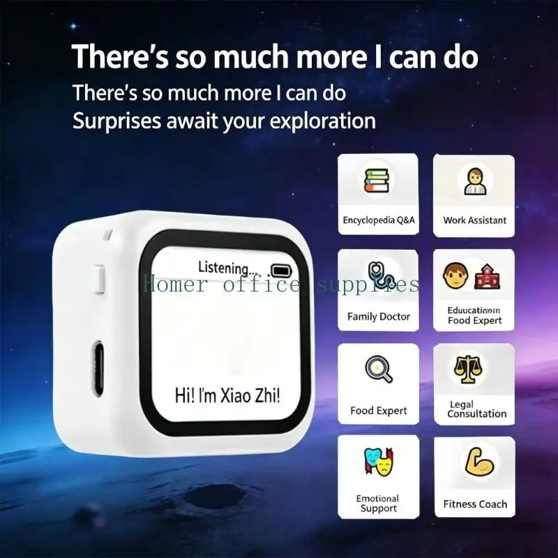 K43B WiFi Voice Companion Robot with Screen Display, Rechargeable Design for English Desk Conversation Use Every Day