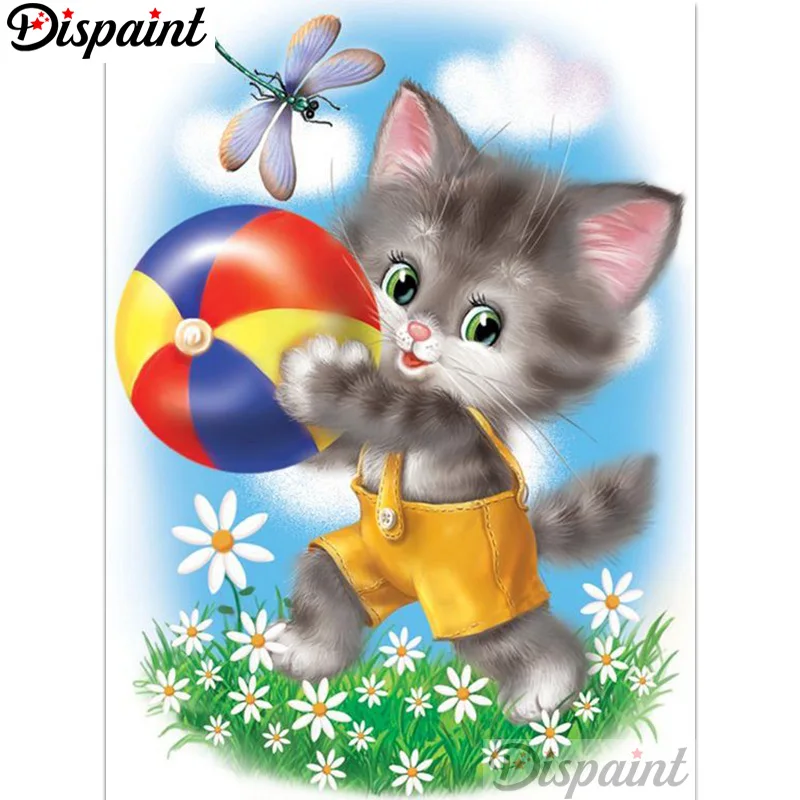 

Dispaint Full Square/Round Drill 5D DIY Diamond Painting "Cartoon cat flower" 3D Embroidery Cross Stitch Home Decor Gift A12550