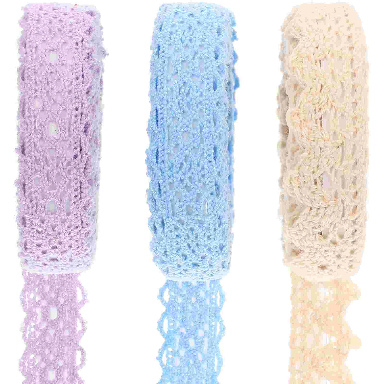 3 Rolls Crafting DIY Tapes Paper Washi Fabric Lace Black Duct Decorative Stickers