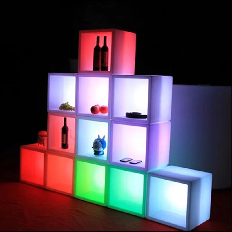 Portable LED Luminous Bar Cabinet Wine Display Case Colorful Waterproof Plastic Beer Champagne Bucket Ice Cube Storage Container