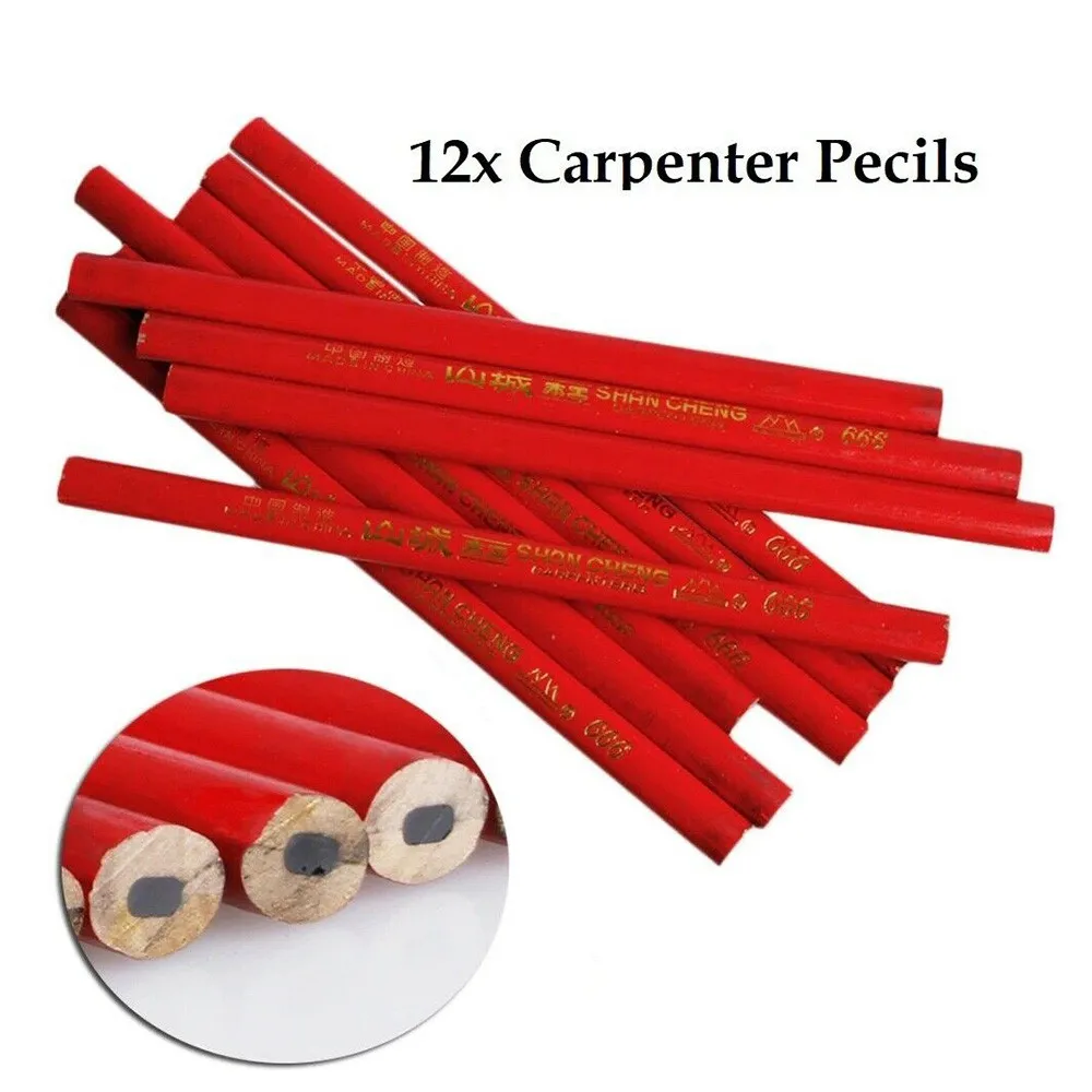 12 Pcs Carpenters Pencils 175mm Woodworking Marking Tools with Non Breakable Core for Construction and DIY Projects