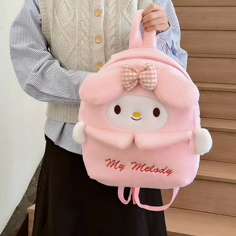 Kuromi & Cinnamoroll Plush Backpack, Soft, Cute Cartoon Design, Spacious Daypack Knapsack for School, Travel, and Daily Use