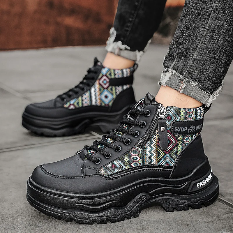 أحذية رجالية عالية الجودة جديدة للخريف والشتاء - أحذية رياضية كاجوال عصرية ومتعددة الاستخدامات ونعل سميك وغير قابلة للانزلاق للكاحل #2