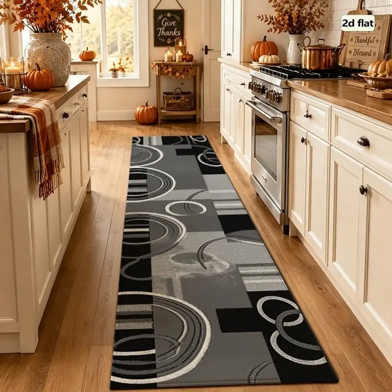 1PC Modern Abstract Geometric Running Rugs, Hallway Rugs, Washable And Easy-to-maintain Home Decoration Carpet, Suitable For Hallways, Passages, Stairs, Bedrooms, Bedside, Laundry Rooms, Kitchens Etc