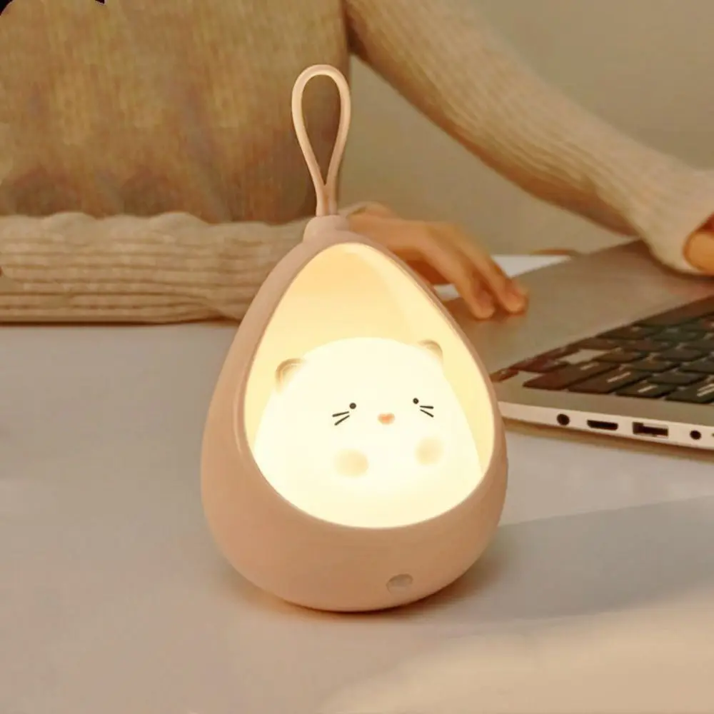Rabbit LED Night Lamp with Sensor Control for Girls, Cartoon Animal, Indução Humana, USB Recarregável, Colorido, Silicone, Bonito