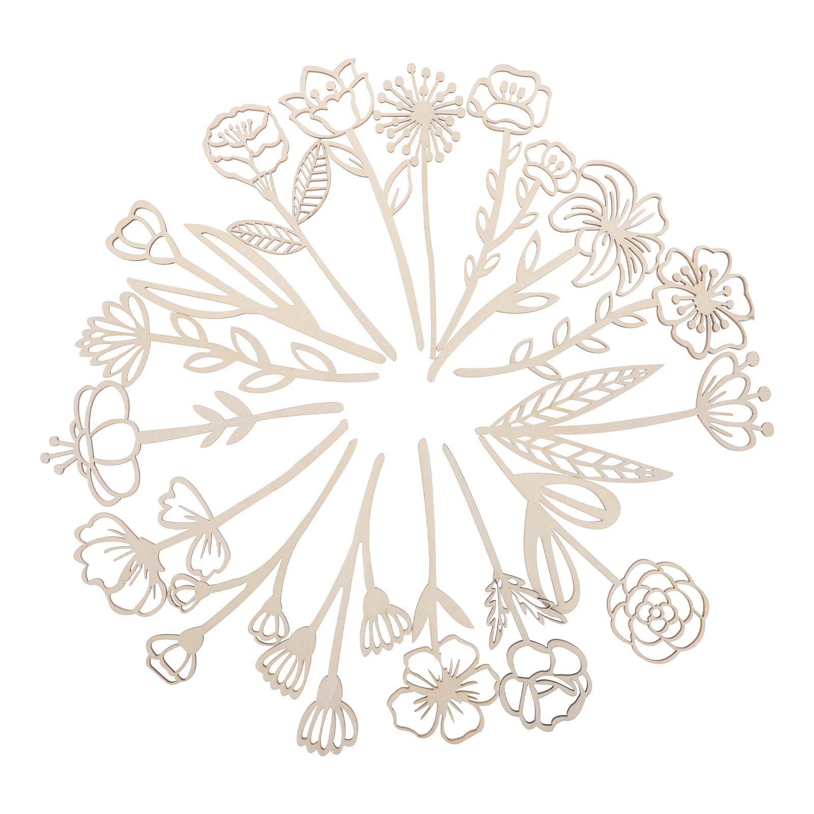 

16pcs Wooden Flowers Decor Laser Cut Diy Wildflower Cutouts For Home Wedding Party Table Centerpieces Wall Hanging Holiday Decor