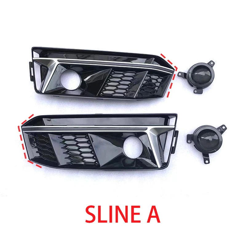 

for Audi A4 S-Line B9 17-18 Pair of for S4 Style Honeycomb Front Bumper Fog Light Grille w/ ACC Car-Styling Front Bumper Grille
