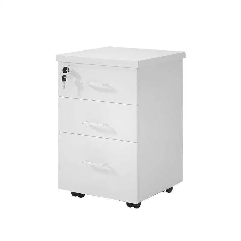 *Modern Style Wooden Computer Desk with Pulley Drawers Lower Cabinet Locker with Lock for Home