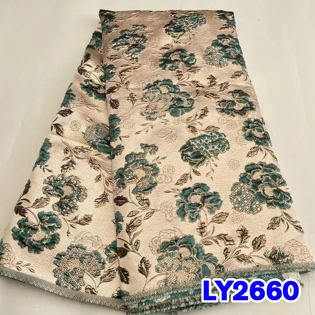 Newest African Gilding Lace Fabric High Quality French Brocade Jacquard Lace Fabric 5 Yards For Nigerian Party Dresses LY2660