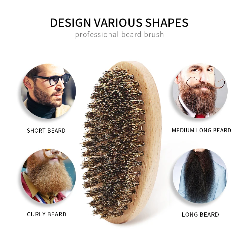 Men Beard Brush Set Shaving Brush Portable Barber Double-sided Styling Comb Scissor Repair Modeling Beard Grooming Kit for Men