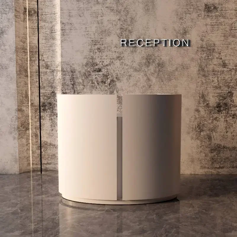 

White Decor Reception Desks Modern Wood Boutique Oval Luxury Reception Desk Classic Weight Bancone Per Negozio Office Furniture