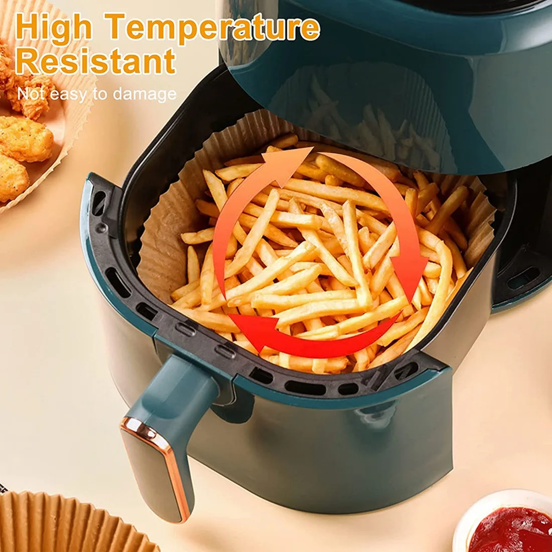 J1UL1N 200Pc Air Fryer Disposable Paper Liner,Non-Stick Air Fryer Lined Oil Resistant,Waterproof,Parchment Paper For Baking,BBQ