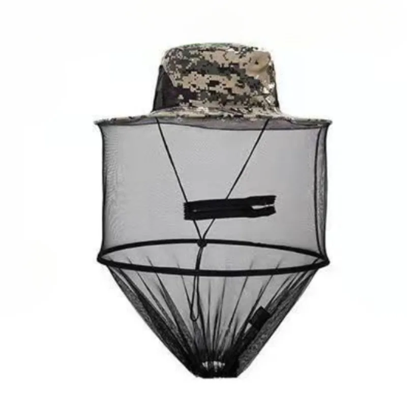 

Camouflage Fishing Hat beekeeping Insects Mosquito Net Prevention Cap Mesh Fishing Cap Outdoor Sunshade Lone Neck Head Cover