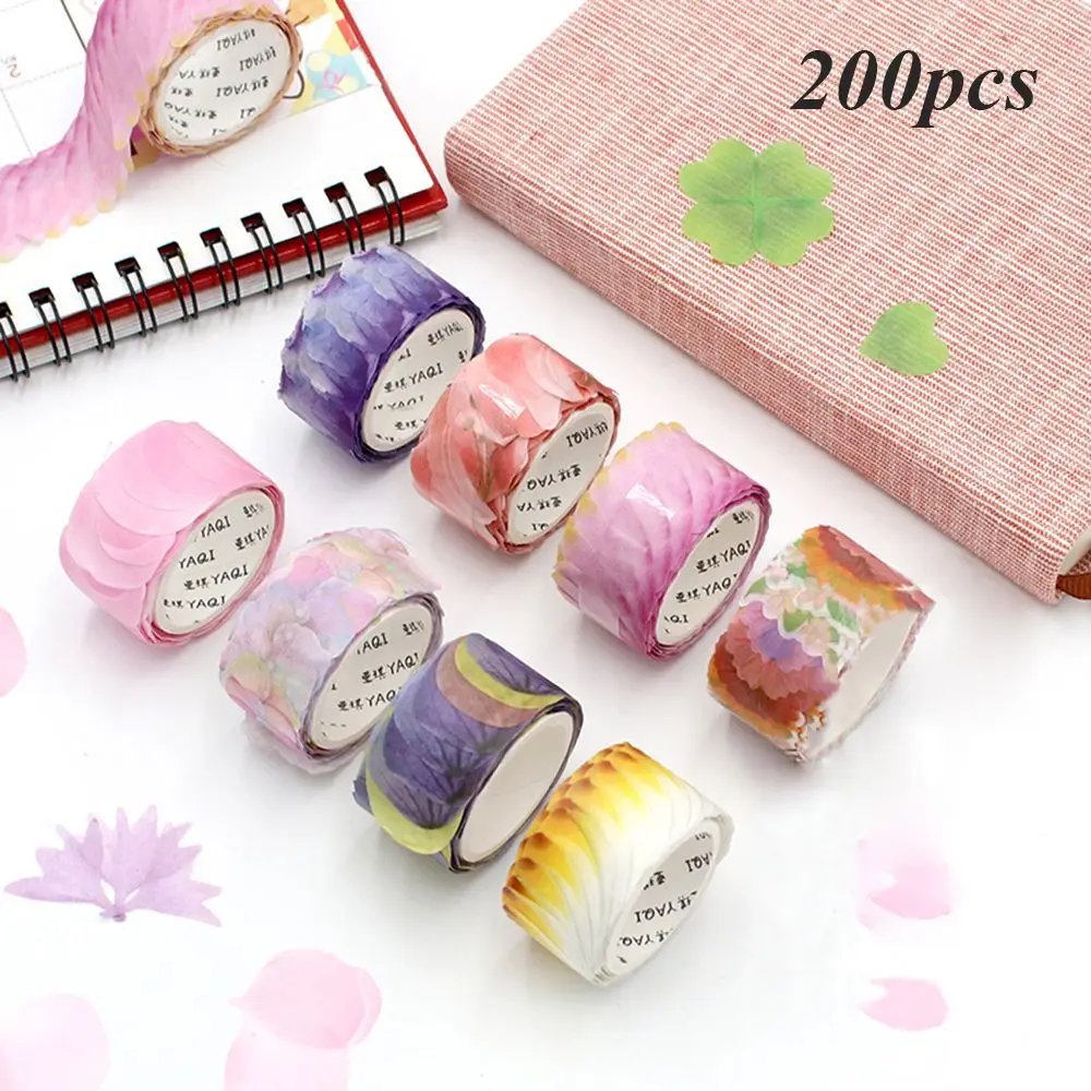 

200PCS Adhesive Decorative Sticker Sticky Paper Flower Petals Tape Masking Tape Scrapbooking