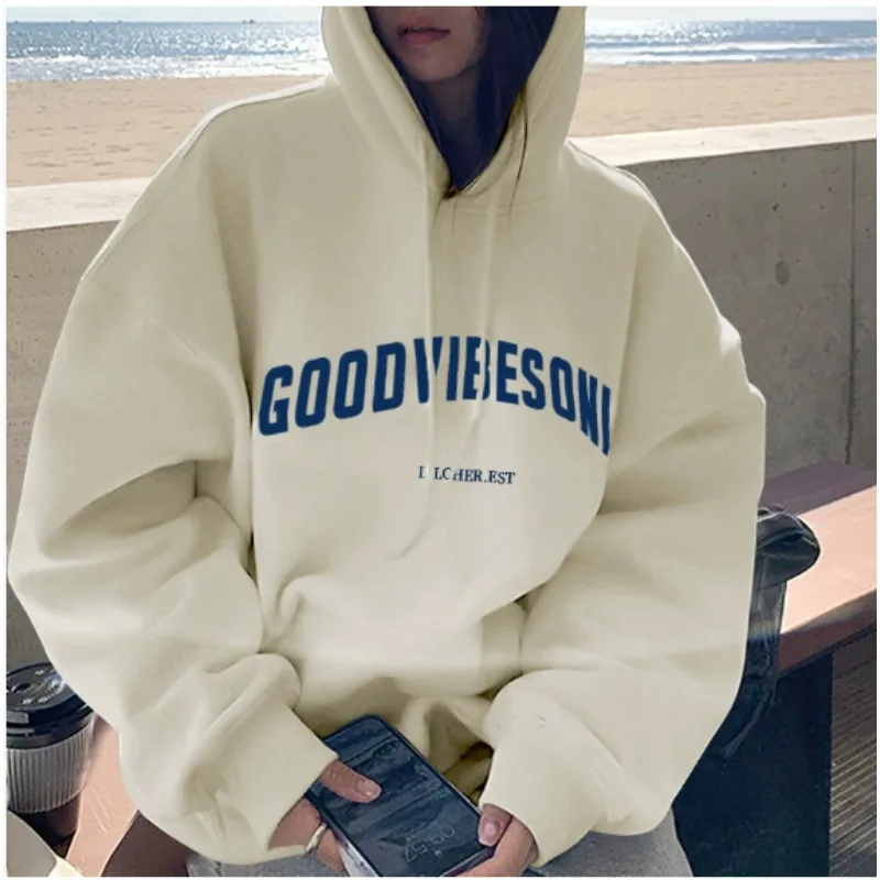Loose Hoodie Sweatirt Street Sle Lazy Trendy Women's Autumn Brand Casual Comfortable Cotton Top