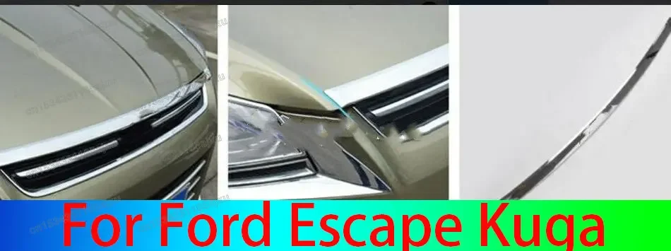 Rejilla de capó delantero de acero inoxidable, moldura de labios, tira de guarnición, barra de alerón para Ford Escape Kuga 2013 - 2016