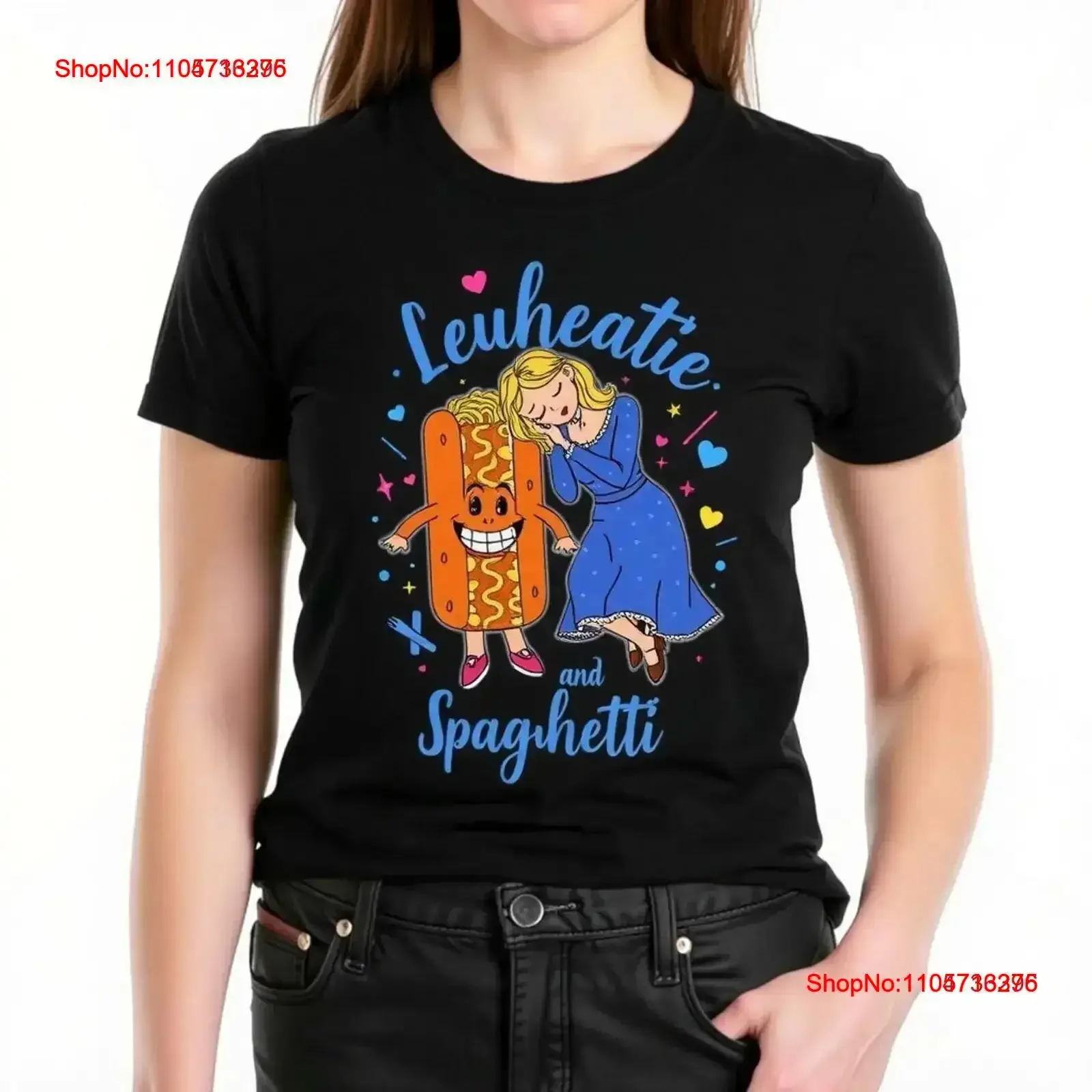 Cute Girl Hot Dog T Shirt Fun 'Leuhatie and Spaghetti' Design vintage Washed graphic Casual streetwear Breathable fashion Soft