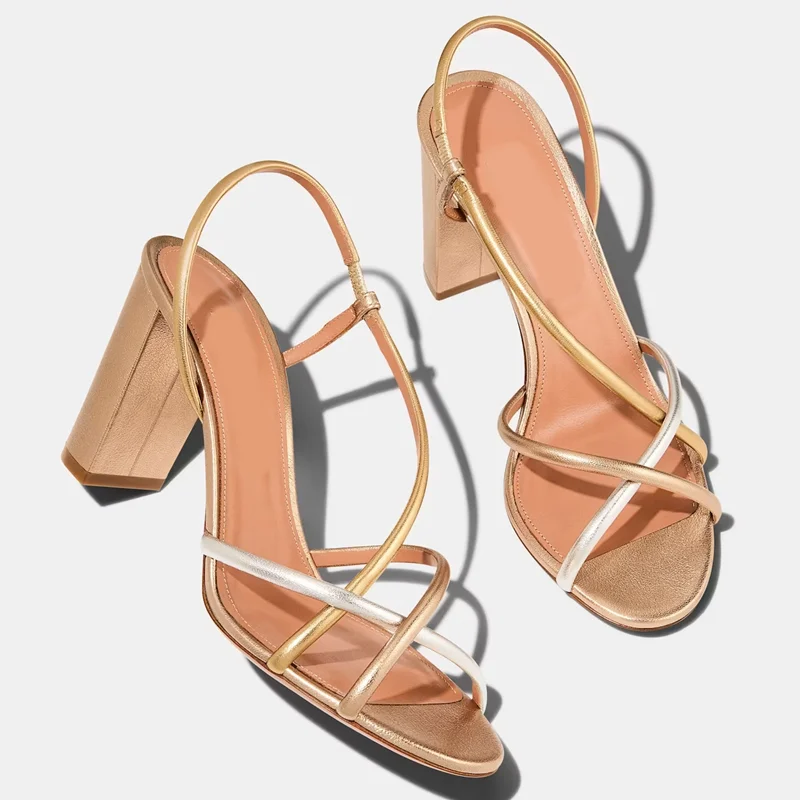 Corss Tied Narrow Band Leather Sandals Sexy Round Toe Square Heels Suede Custaomized New Arrivals Fashion Women Modern Shoes
