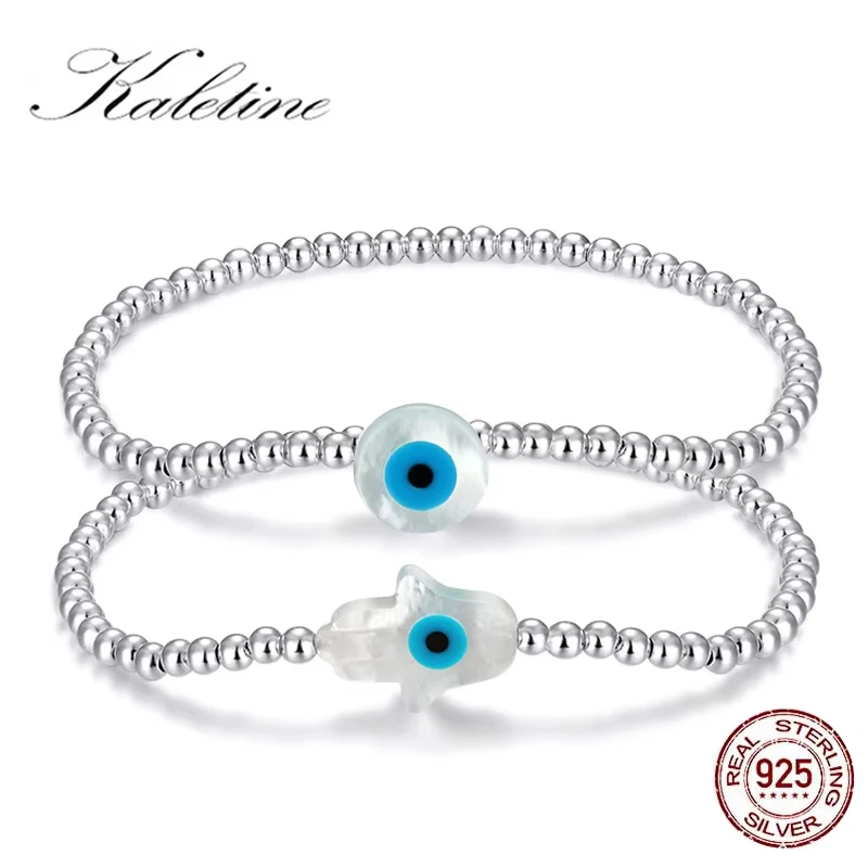 KDecisions-Bracelets en argent regardé 925, perles porte-bonheur, coquillage MOP, main Hamsa de Fatima, mauvais œil, croix, breloque turque