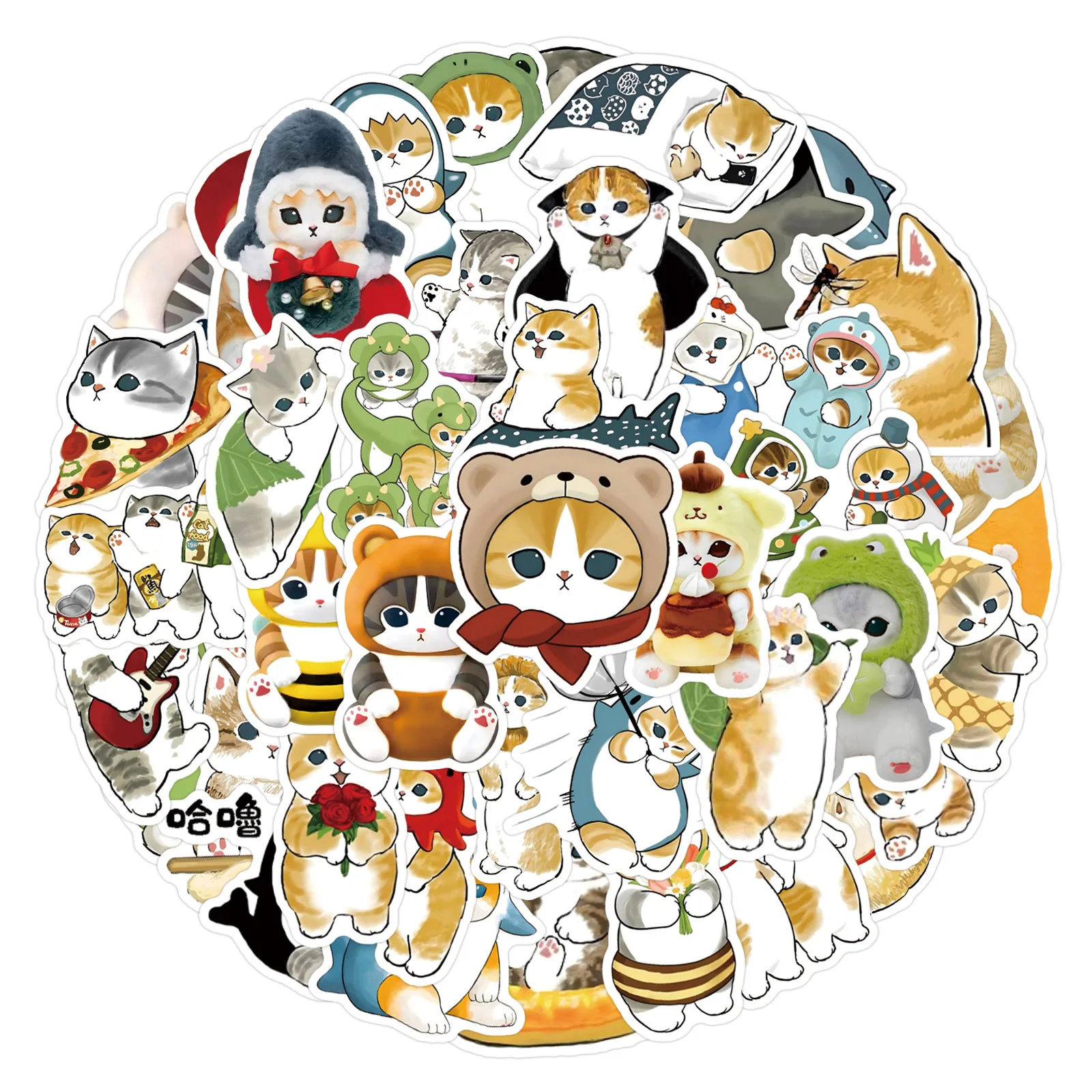 55pcs new cat creative graffiti sticker luggage water cup scooter sticker