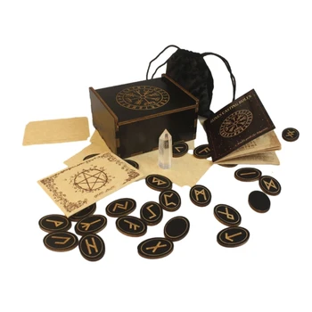 Rune de sorcière en bois, pierres de rune, décor de sorcière, décorations pour la maison avec sac