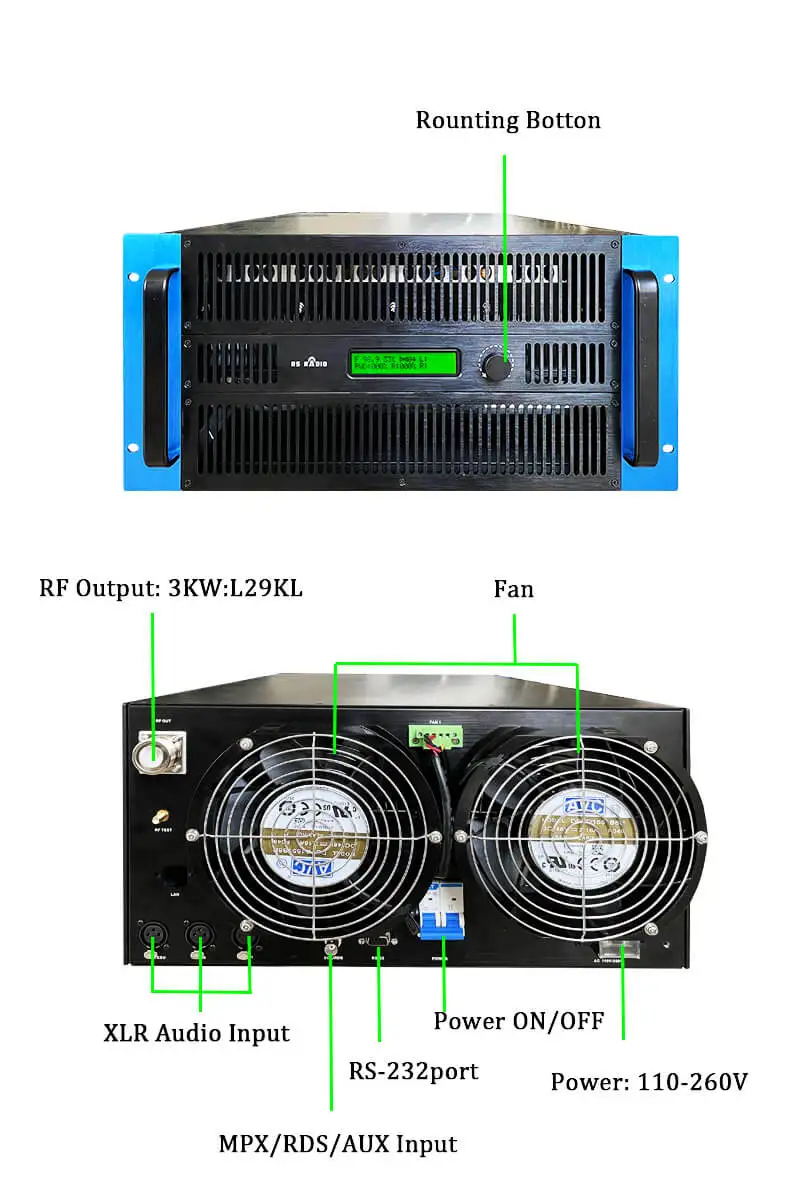 Trasmettitore di trasmissione FM 3000W 3500W 3KW 3.5KW per stazione radio