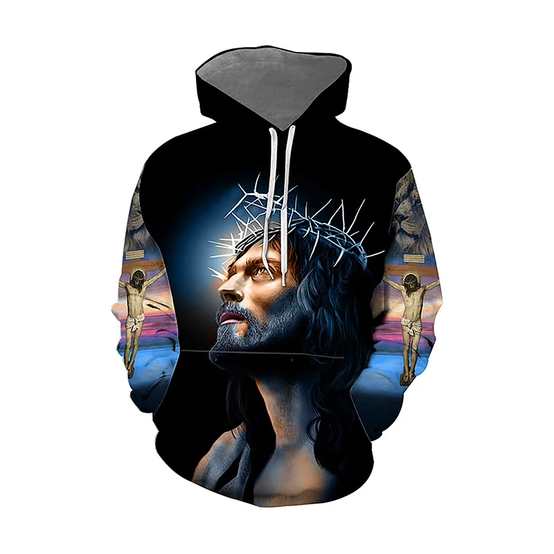 3D Printing Christian Jesus Hoodies Jesus Bless Us Faith Above Fear Hooded Sweatshirts Kids Fashion Streetwear Pullover Clothing