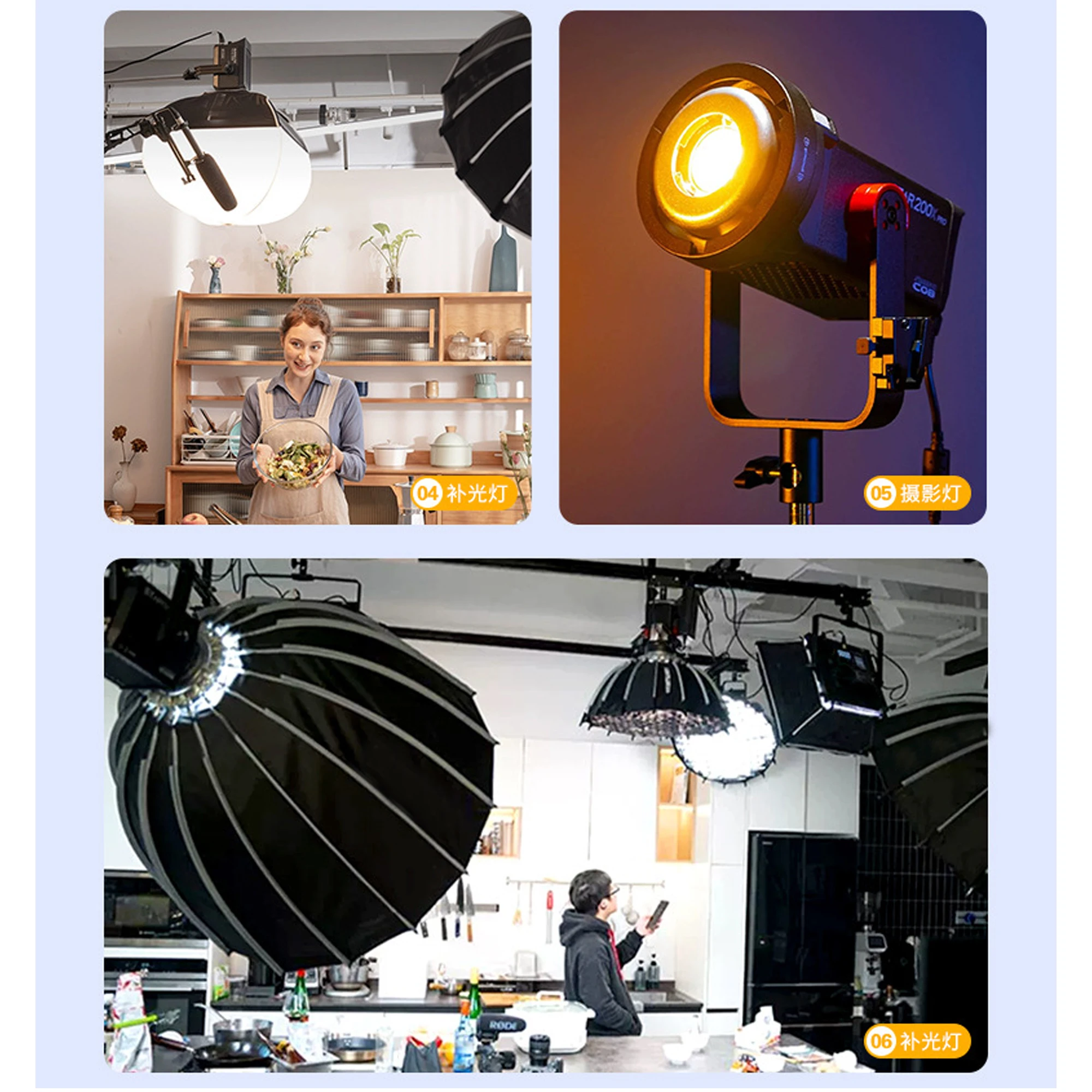 High CRI Ra 95+ 300W+300W/200W+200W 54*54mm DC72V-75V COB LED 2600K-6500K Warm White to Cool White  for Photography