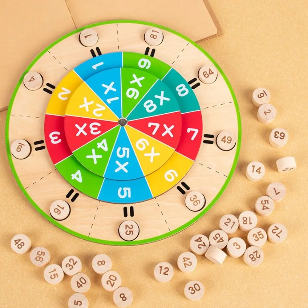 Montessori Turntable Multiplication Board Math Toy Multiplication Table Wooden Arithmetic Toy Early Educational Learning Toy