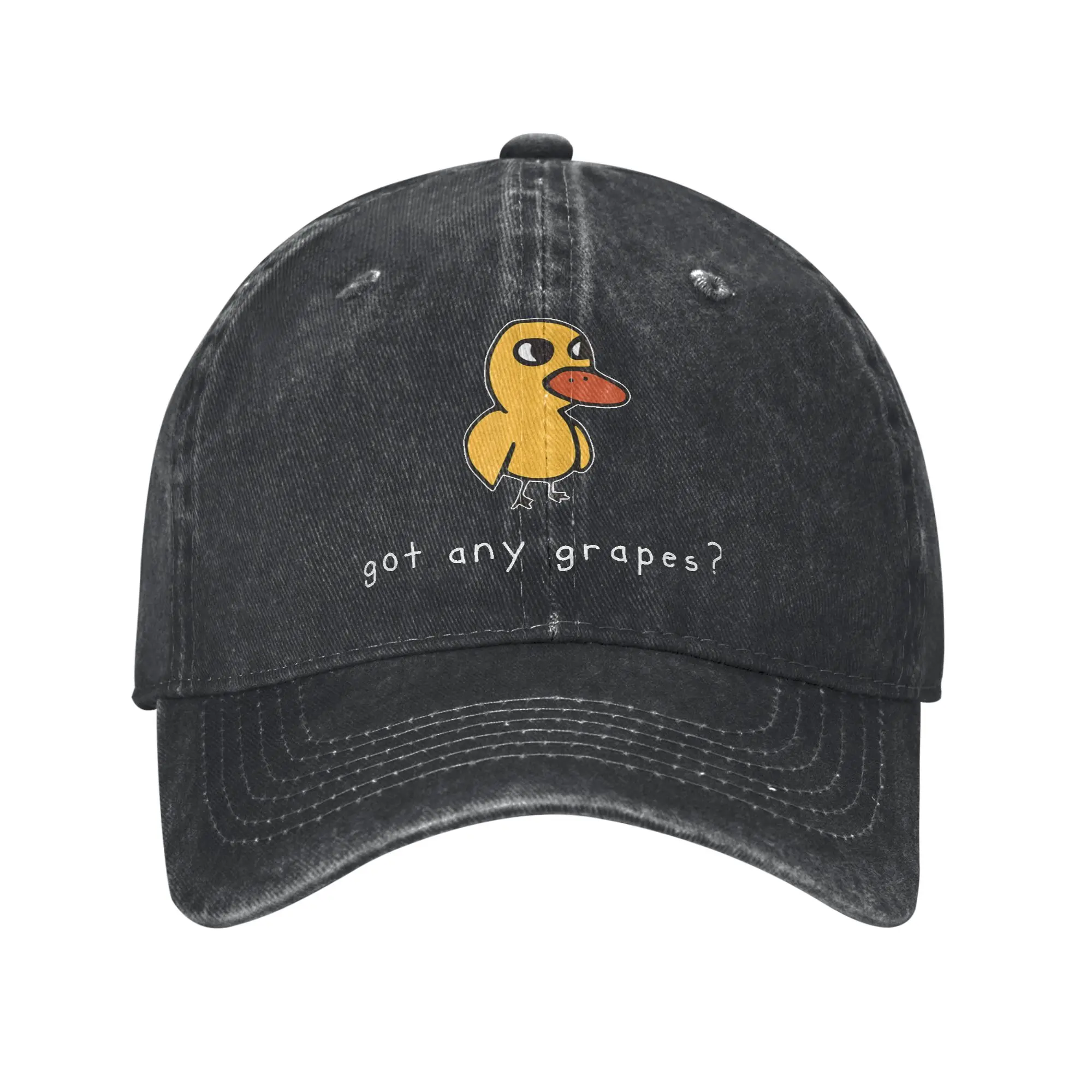 Washed Baseball Cap Funny Duck Got Any Grapes Summer Humor Design Summer Trucker Hat For Women Men  Trendy Sun Snapback Cap