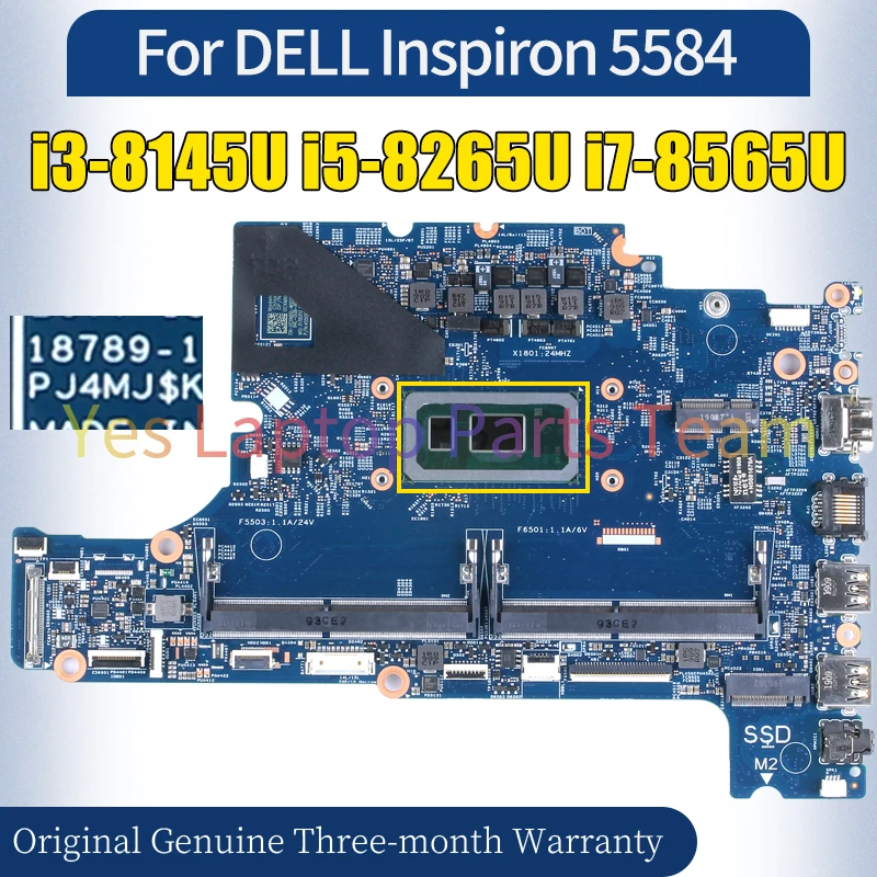 18789-1 For DELL Inspiron 5584 Laptop Mainboard i3-8145U i5-8265U i7-8565U 0CXMX0 0F62D6 06DHRW Notebook Motherboard Tested