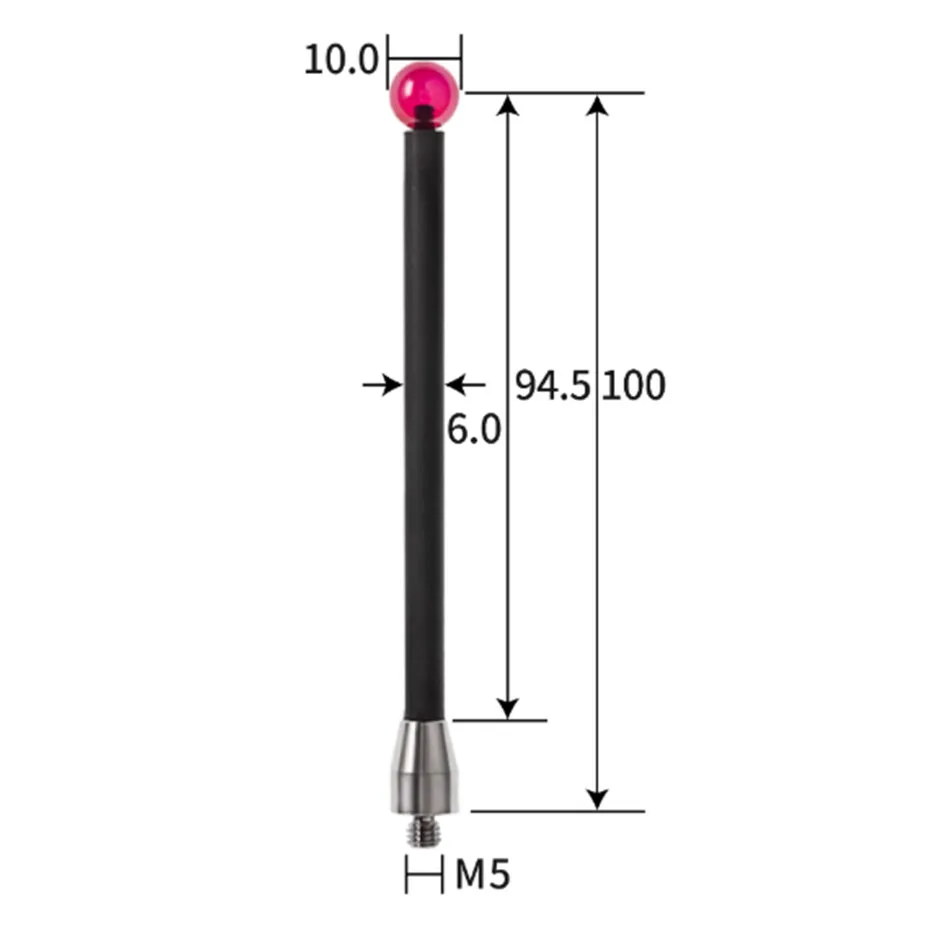 Sonda de medição de três coordenadas m5, sonda tridimensional de fibra de carbono, haste de medição de rubi, máquina de ferramenta, sonda de medição