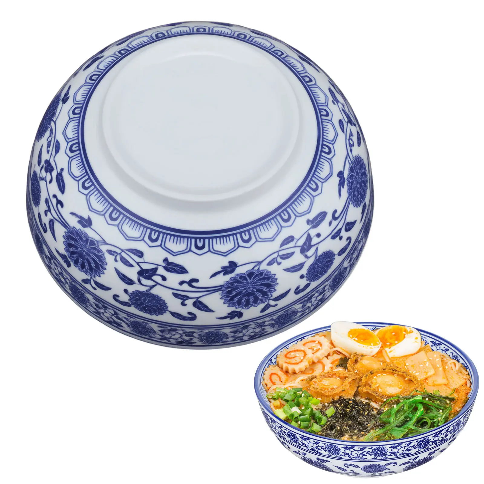 Cuencos de cerámica de estilo chino, porcelana azul y blanca para comidas frías calientes, sopas, fideos, ensaladas, frutas, cuenco de cerámica, 1 Uds.