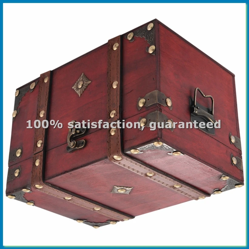 

Винтажный деревянный сундук для хранения в стиле ретро, органайзер для украшений, шкатулка для драгоценностей, большая-ABWY