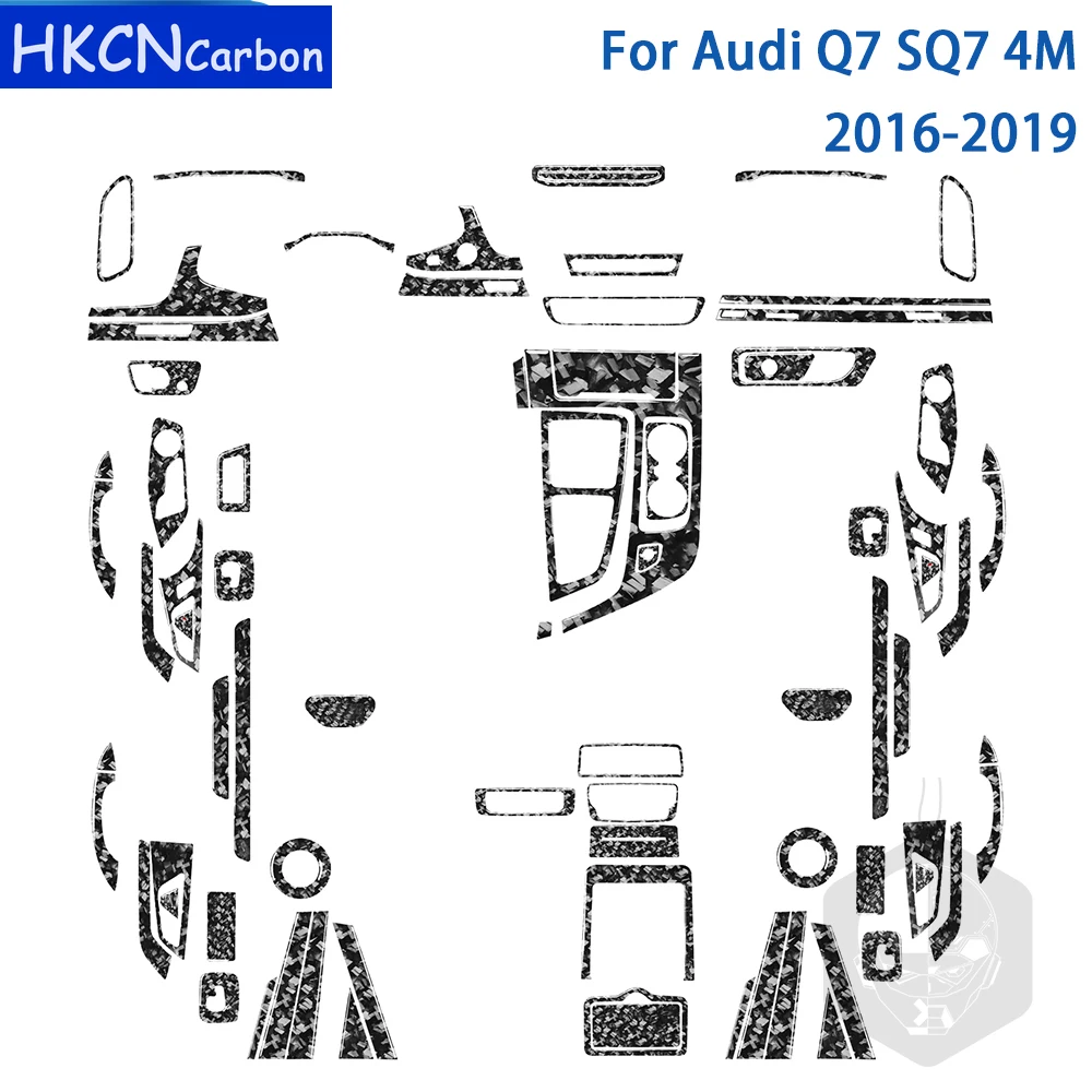 

For Audi Q7 SQ7 4M 2016-2019 Accessories Car Forged Carbon Fibre Car Interior Central Control Gear Door Trim Sticker Decoration