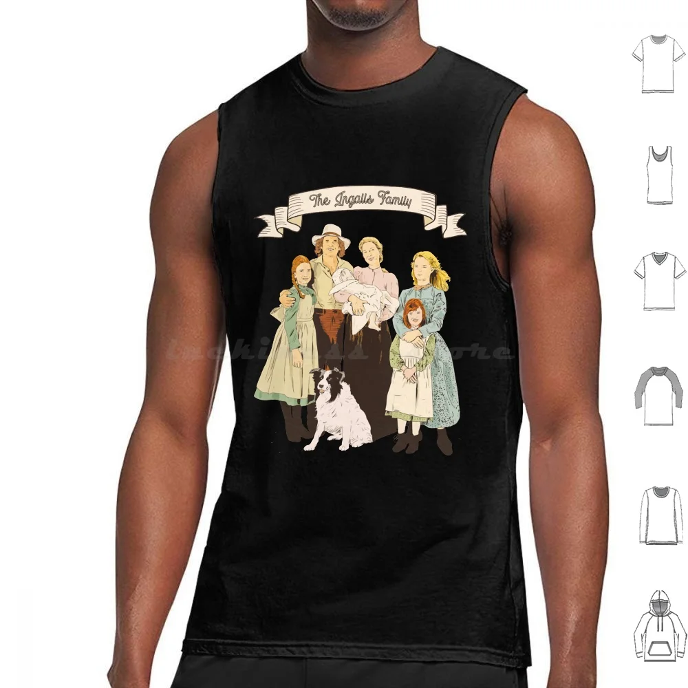Colorido la familia de Ingalls en la casita en la pradera camisetas sin mangas chaleco sin mangas casita en la pradera pequeña