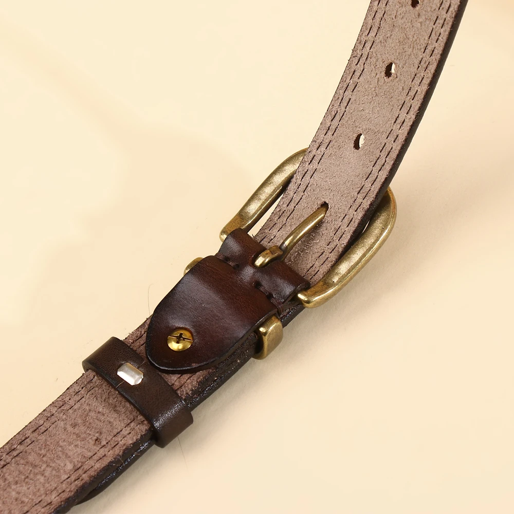 Y2K  Girl Genuine Leather Women Belt Copper Buckle Concise Pin Buckle Jeans Belts High Quailty Female Cowskin Waistband Cowboy