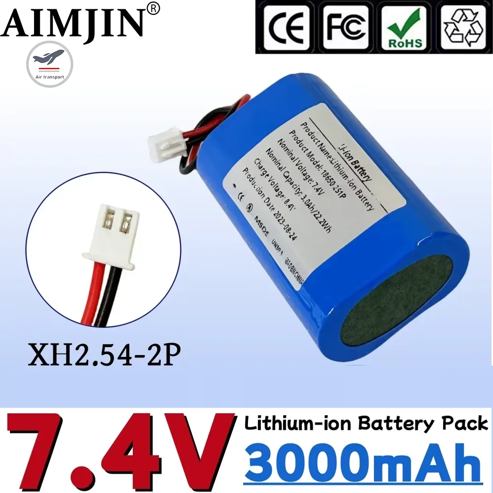 

7.4V 3000mAh rechargeable battery 18650 2S1P lithium-ion battery pack for camera electric toy backup battery