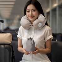 Pressed Inflation Inflatable Travel Pillow Comfort Foldable U-shaped Pillow with Storage Bag Head Neck Support