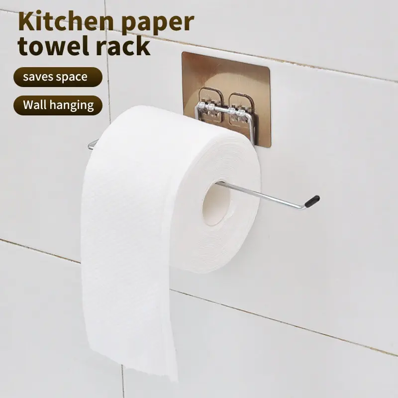 1/2pcs Hanging Rolling Paper Storage Holder No-Punch Bathroom Towel Rack Kitchen Wipe Rack Home Organizer Racks