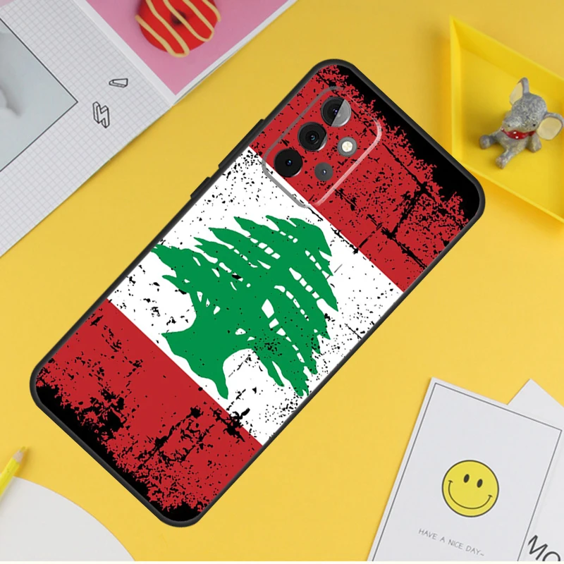 Lebanon Flag Map Phone Case For Samsung Galaxy A53 A33 A13 A12 A32 A52 A14 A34 A54 A15 A25 A35 A55 A71 A51