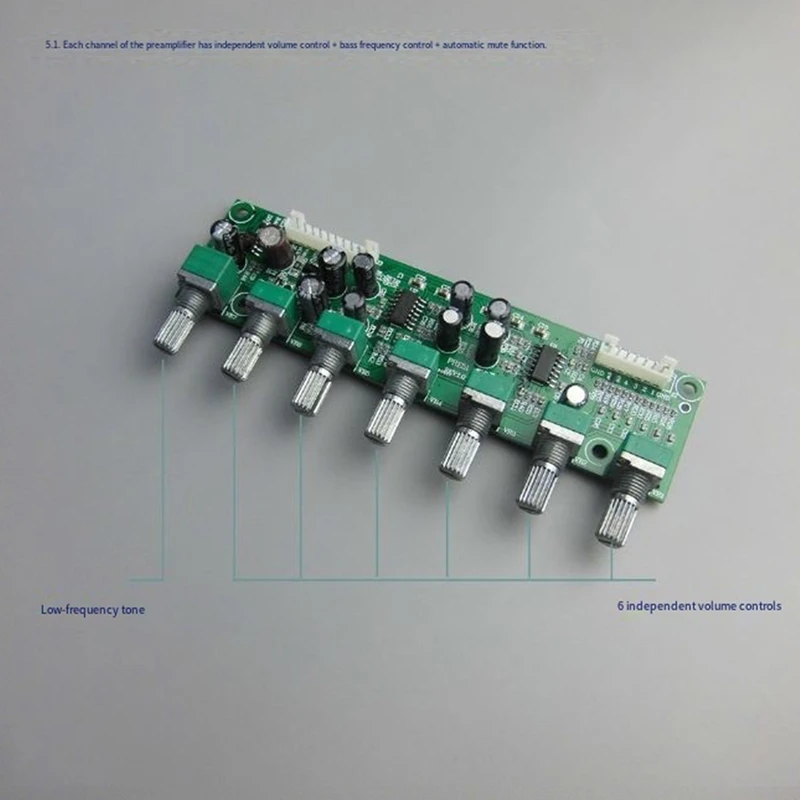 Super Sale 5.1 Preamplifier Tone Independent Channel Volume + Bass Frequency Adjustment 6 Way for 5.1 Amplifier DIY DC15-35V
