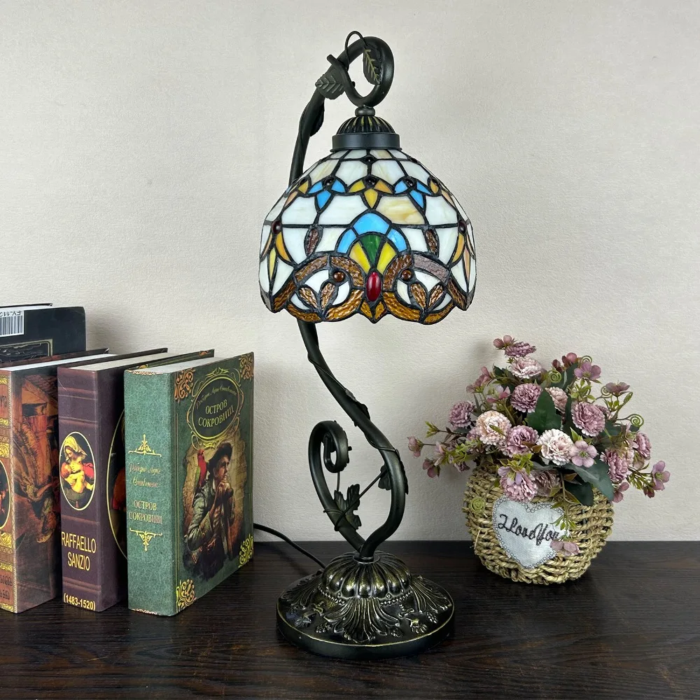 8 Inch 20Cm Gebrandschilderd Glas Schaduw Tiffany Vintage Bureaulamp