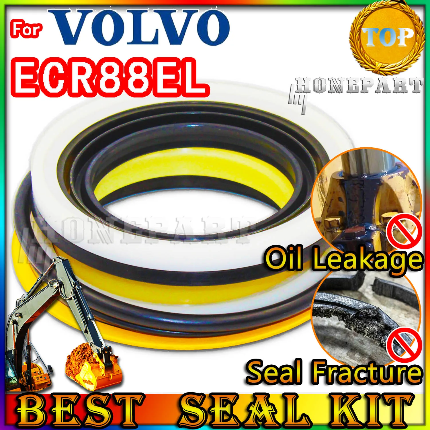 

For VOLVO ECR88EL Oil Seal Repair Kit Boom Arm Bucket Excavator Hydraulic Cylinder Set Pack Heavy Master Excavating Machinery